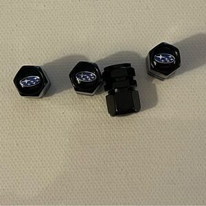 Subaru Valve Stem Caps in Black Set of 4 NWT